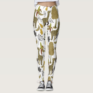 Leggings Giraffilia patrón impecable amarillo blanco alto