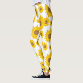 Leggings Girasol amarillo aplanado con semillas del corazón
