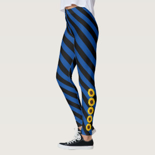 Leggings Girasol amarillo lado negro y franja azul