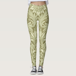 Leggings Girasol de William Morris Vintage Damasco de Oliva