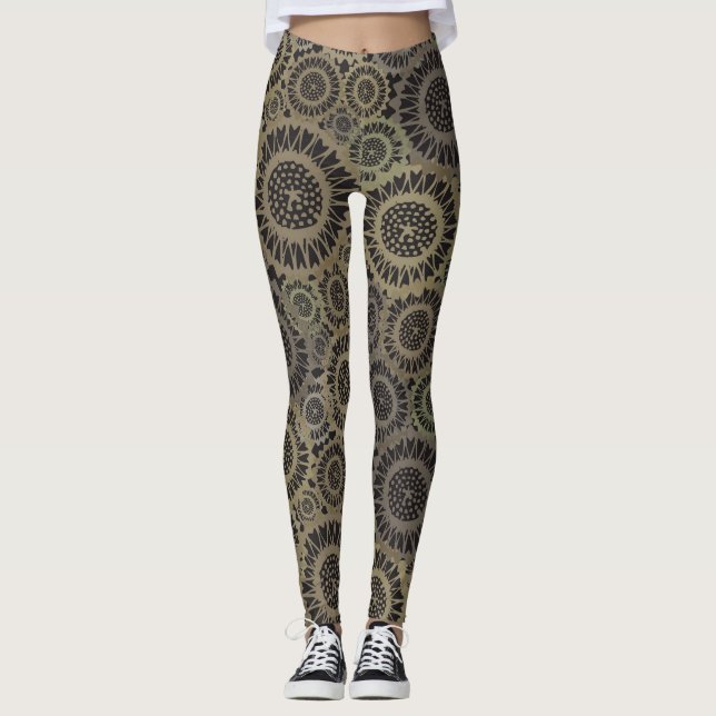 Leggings Girasol dorado psicodélico (Anverso)