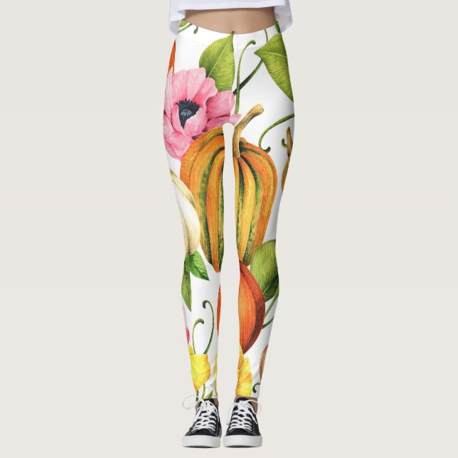 Leggings Girasoles de calabazas: diseño de patrones de acua (Anverso)