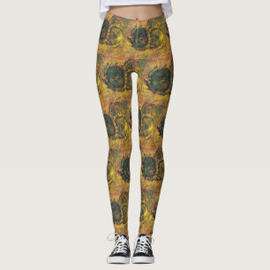 Leggings Girasoles de Van Gogh - Arte Floral Dorado Vintage