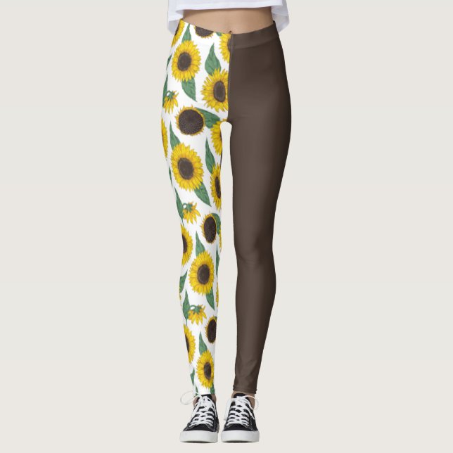 Leggings Girasoles en Brown 1/2 y 1/2 (Anverso)