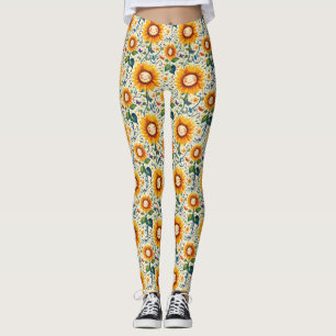 Leggings Girasoles Felices: Patrón de Girasoles Alegre