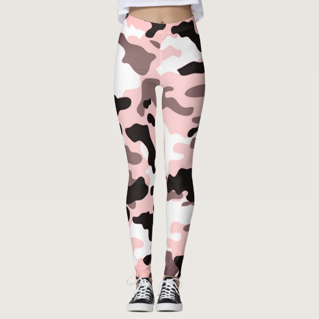 Leggings Girly en la moda Ejército Blanco y Negro (Anverso)