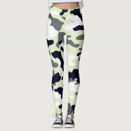 Leggings Girly en la moda Ejército Blanco y Negro Verde