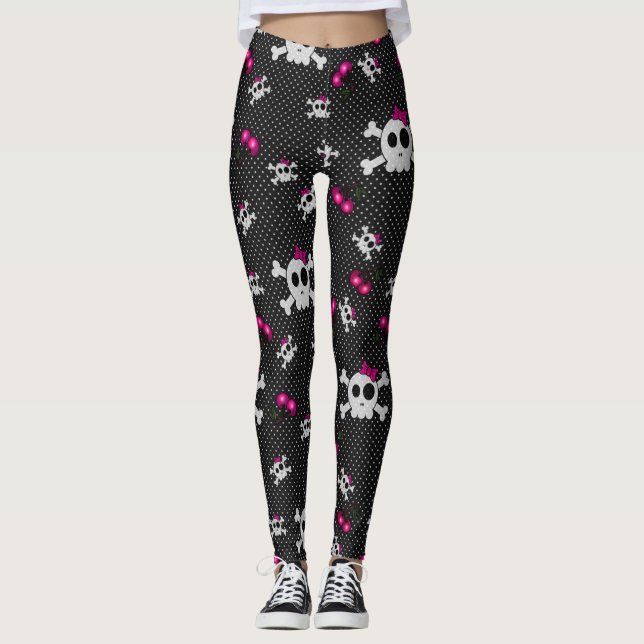 Leggings Girly Gothic Skulls (Anverso)