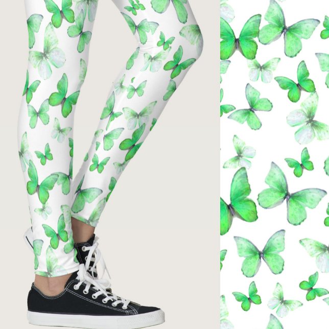 Leggings Girly green butterfly whimsical patterned (Subido por el creador)