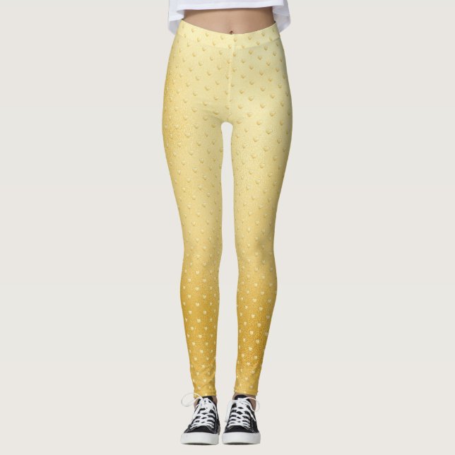 Leggings Girly Hearts Gold Faux Relieve metalizado Golden P (Anverso)