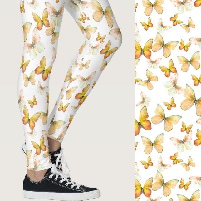 Leggings Girly orange butterfly whimsical patterned (Subido por el creador)