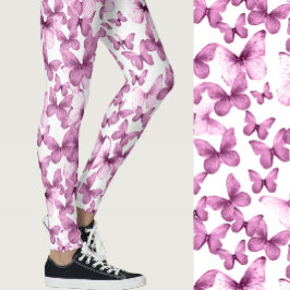 Leggings Girly Pink Butterflies Whimsical Patterned