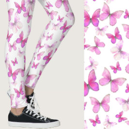 Leggings Girly pink butterfly whimsical patterned