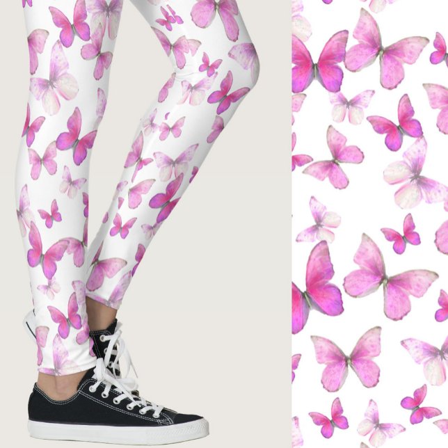 Leggings Girly pink butterfly whimsical patterned (Subido por el creador)