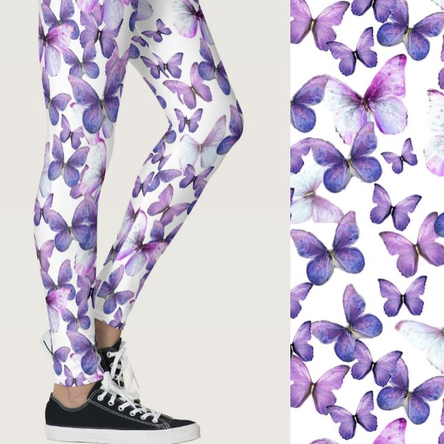 Leggings Girly Purple Butterflies Whimsical Patterned (Subido por el creador)