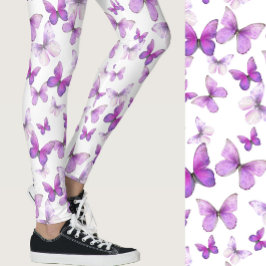 Leggings Girly purple butterfly whimsical patterned