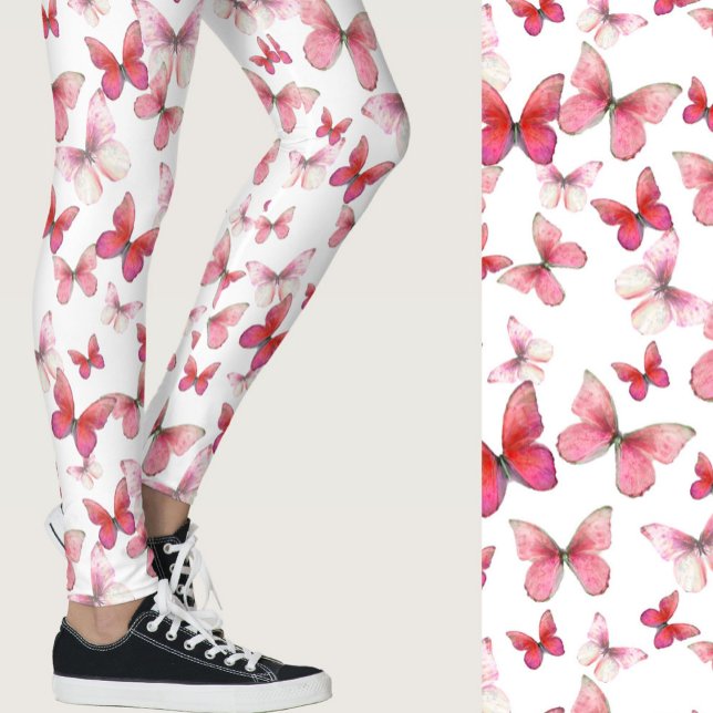 Leggings Girly red butterfly whimsical patterned (Subido por el creador)