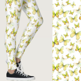 Leggings Girly yellow butterfly whimsical patterned