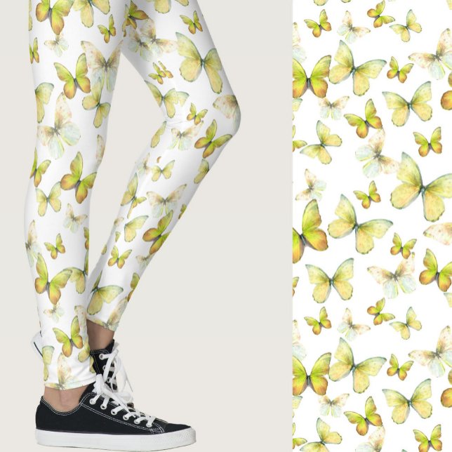 Leggings Girly yellow butterfly whimsical patterned (Subido por el creador)