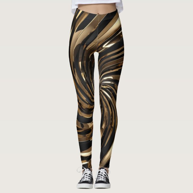 Leggings Giro negro y dorado (Anverso)