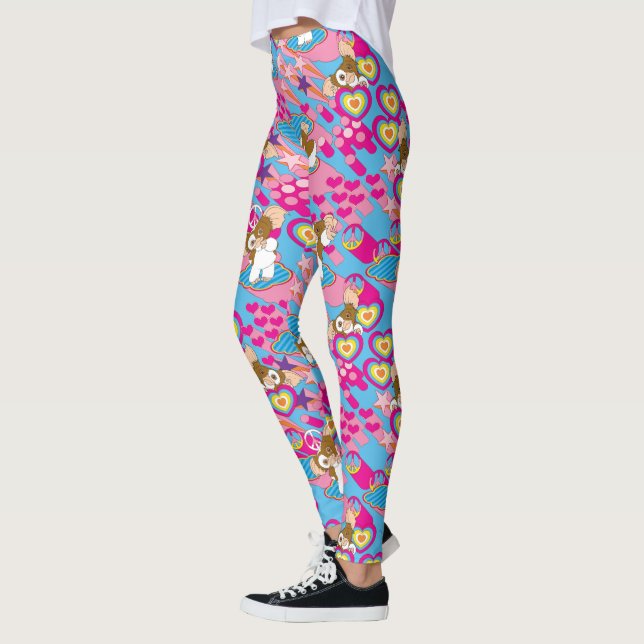 Leggings Gizmo | Patrón rosa de paz y amor (Izquierda)