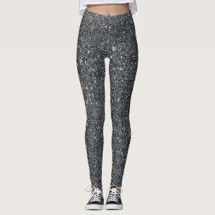 Leggings Glam Leggings, Purpurina negro plateado