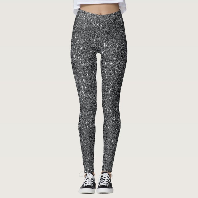 Leggings Glam Leggings, Purpurina negro plateado (Anverso)