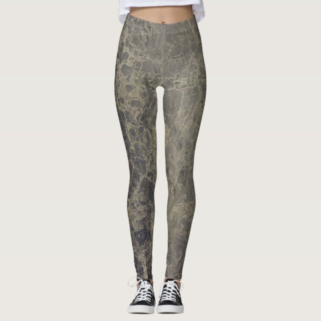 Leggings Glam Marble Granite Shimmer Elegante Estilo Diseña (Anverso)