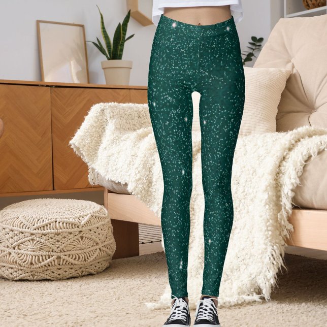 Leggings Glam Modern Green Glitter Sparkle Sport Women Gift (Subido por el creador)