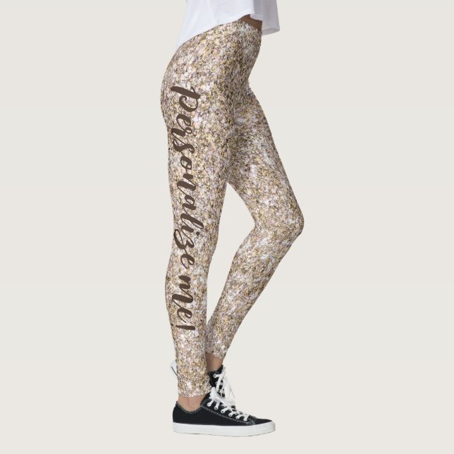 Leggings Glam Neutral Gold Mermaid Purpurina PERSONALIZADO  (Derecha)