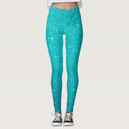 Leggings Glam, Purpurina de esparkling azul verde azulado