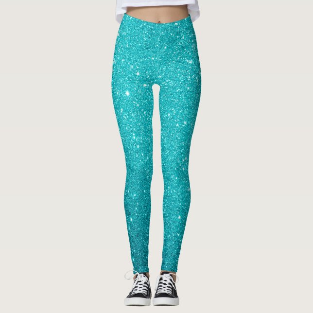 Leggings Glam, Purpurina de esparkling azul verde azulado (Anverso)