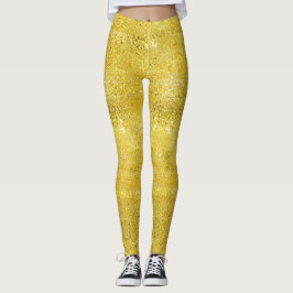 Leggings Glam sparkle y brillo falso patrón oro