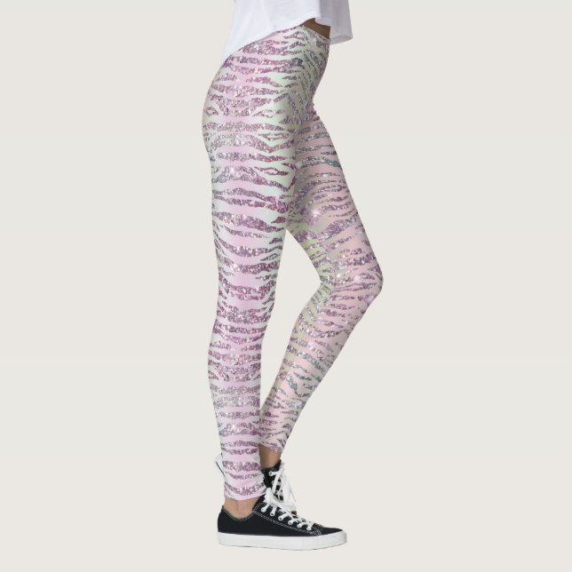 Leggings Glam Sparkly Rayas de tigre de diamante rosado (Derecha)
