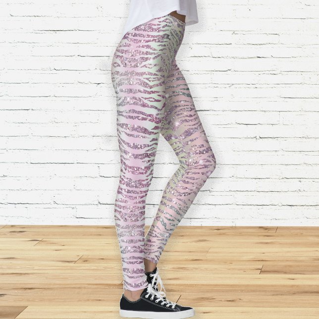 Leggings Glam Sparkly Rayas de tigre de diamante rosado (Subido por el creador)