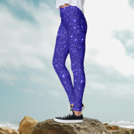 Leggings Glamoroso Azul Real Brillante Brillo Cósmico Galax
