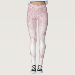 Leggings Glamoroso degradado de mármol Purpurina blanco ros