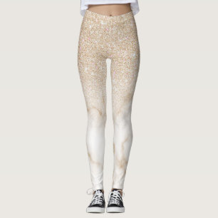Leggings Glamoroso Oro Purpurina Blanco Marble Gradiente Om