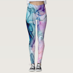 Leggings Glamour Moderno Etéreo Rosa Purpura Tinta Azul Ver