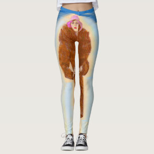 Leggings glamurosa mujer de los años 20 con abrigo de piel