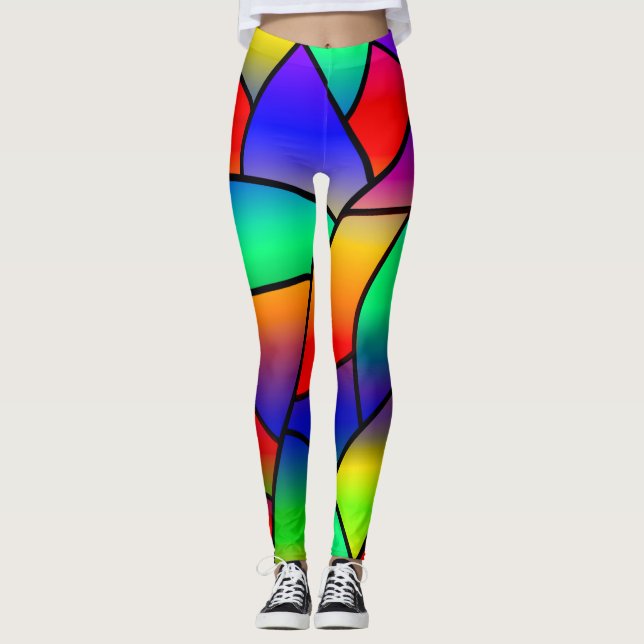 Leggings Glass rojo, azul, morado, amarillo y colorido (Anverso)