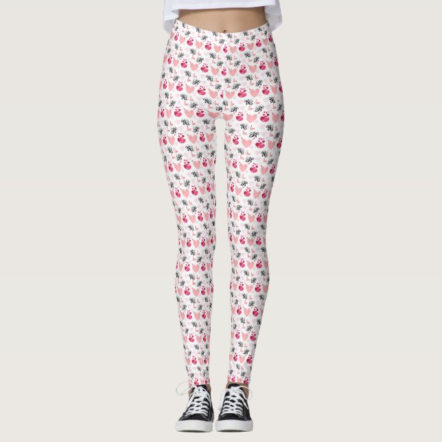 Leggings glitter pink heart vibrant romantic wallpaper (Anverso)