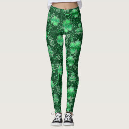 Leggings Glittering Shamrock and Swirls ID289