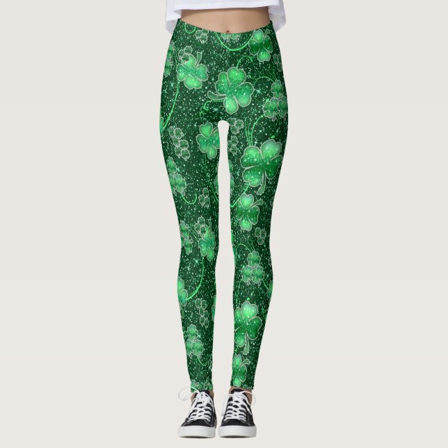 Leggings Glittering Shamrock and Swirls ID289 (Anverso)