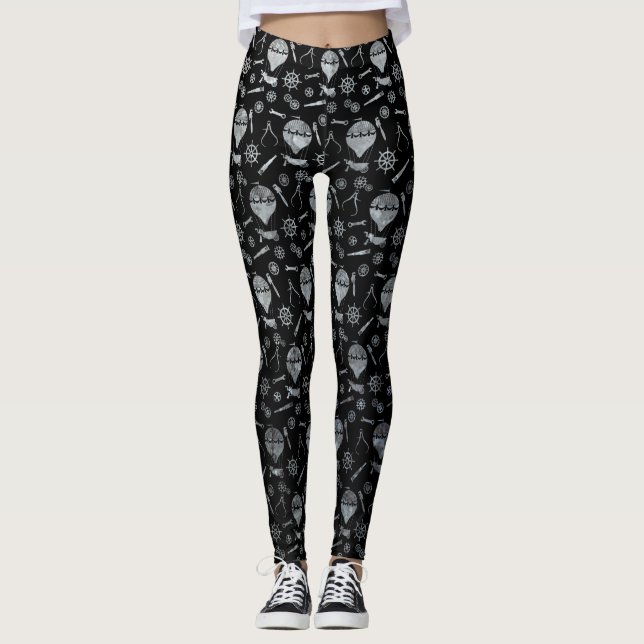 Leggings Globos aerostáticos de zinc plateado Steampunk (Anverso)