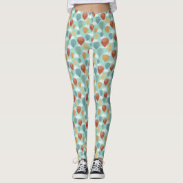 Leggings Globos de aire caliente y nubes blancas estampados