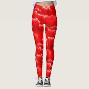 Leggings globos de corazón rojo