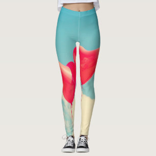 Leggings Globos del corazón rojo contra cielo nublado