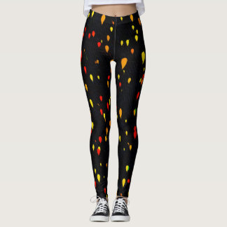 Leggings Globos rojos y amarillos fondo negro rezagado