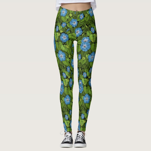 Leggings Gloria matutina en azul y verde (Anverso)